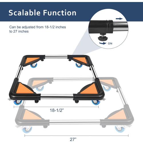 SPACECARE Mini Fridge Stand Furniture Dolly Mobile Roller with 4 Locking Wheels-Base Adjustable Refrigerator Washing Machine Stand Moving Cart- Appliance Dolly Cart Roller Pedestal -Black