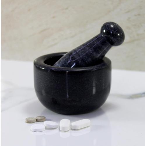3 Black Natural Stone Mortar and Pestle Set as Spice, Medicine Grinder Masher - kharad, Khallad, Okhli and Musal