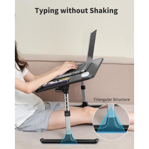 SAIJI Height & Angle Adjustable Laptop Stand for Bed, Lap Desk Bed Tray Table, Light Weight Foldable Portable Laptop Table for Couch Sofa Chair Floor Desk for Adults, Kids (Black)