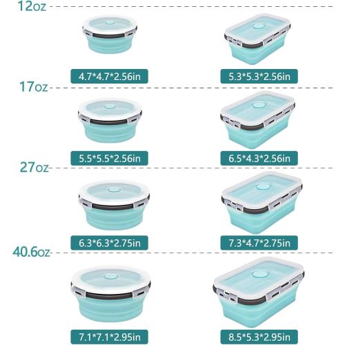 8 Collapsible Food Storage Containers, Silicone Collapsible Food Storage Containers, Collapsible Food Storage Silicone, Rv Collapsible Bowls, Collapsible Storage Containers for Food Camping