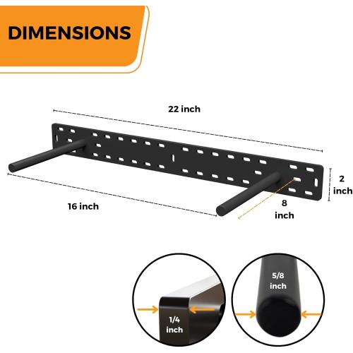2 x 22 inch Real XL Heavy Duty Floating Shelf Brackets Designed for Long Custom Shelves, Hidden Floating Shelf Hardware, Perfect for Heavy Load in Kitchen, Garage, Mantle (4 inch Rod) Black