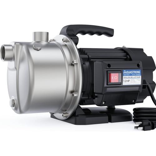 Aquastrong 115V Shallow Well Garden Pump, Stainless Steel, 1210 GPH, Water Transfer Draining Irrigation Sprinkler Pump, for Lawn,Garden,1.2 HP Portable