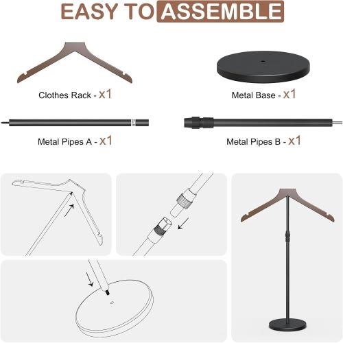 OLV Shirt Display Stand, 18-34 Inch Adjustable Mannequin Stand for Vendors, Mannequin Torso Valet Stand for Shop, Dress Form Steamer Stand for Clothes, Jacket Coat Hanger Stand, Brown