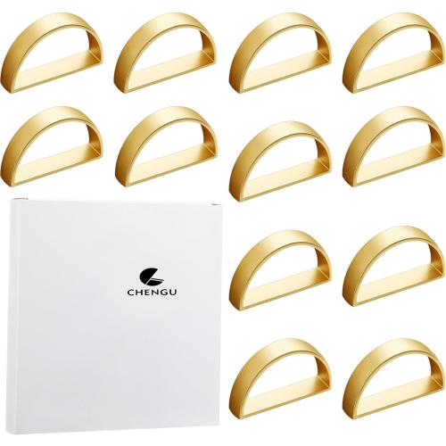 10 Pcs Stainless Steel Napkin Rings Metal Napkin Ring Holders Easter Modern Serviette Buckles Metallic Adornment for Spring Table Kitchen Dinner Party Wedding (Matte Gold Semicircle)