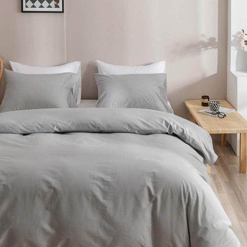 CLOTHKNOW Grey Full Size Comforter Sets Gray Silver Bedding Comforter Sets Light Grey Bedding Sets Soft Comforter with 2 x Pillow Cases