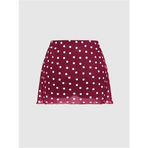 Verdusa Women's Polka Dots Mini Skirt Y2K Vintage Mesh Country Concert Outifits medium