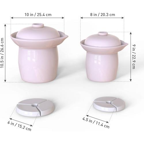Fermentation Crock Jar Sauerkraut Crock with Glazed Weights 1 Gallon Onggi Kimchi Pot for Fermenting Delicious Kimchi Kombucha & Pickles - Stoneware Fermenting Crock Pickling Fermenter (4L)