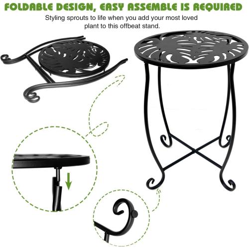 Small Side Tables for Small Space, 2 Pack Metal Outdoor Indoor Side Table, Weather Resistant Mini Metal Round Side Table Pool Chair Side Table for Patio Yard Porch Balcony Garden Bedside, Black