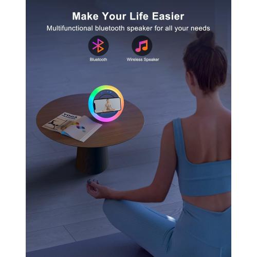 Bluetooth Speaker Night Lights, Wireless Charging Kids Speaker, Color Changing Modern Bluetooth Lamp,Teenage Boys Girls Gifts Ideas (15W Wireless Charging with Battery)