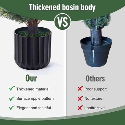 4FT Artificial Cedar Topiary Trees Set of 2, Extra Dense Foliage UV Resistant Fake Plants for Front Porch Christmas Decor, Lifelike Fake Trees Outdoor Indoor Home