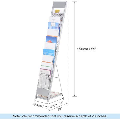 PATIKIL Detachable Magazine Display Racks Floor Standing 10 Layers Brochure Stand Catalog Literature Holder for Hotel, Exhibition, Office