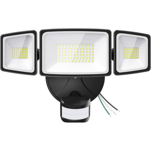 Onforu 75W LED Flood Light Motion Sensor Outdoor, 7000lm Dusk to Dawn Flood Light, Security Light with Three Head, IP65 Waterproof Exterior Floodlight, 6500k Wall Light for Entryway Stairs Yard Garage