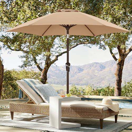 ABCCANOPY 7.5FT OutdoorPatio Umbrella, UV Protection Table Umbrella w/Crank for Easy Set Up, Suitable for Garden, Lawn, Deck & Backyard (Khaki)