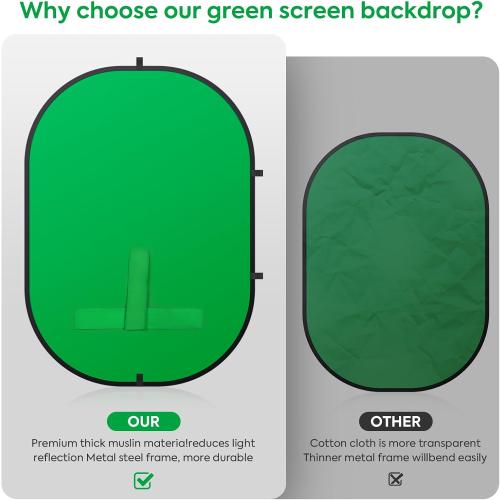 Green Screen Portable,Heorryn 5x6.5ft Green Blue Screen Chair Backdrop Kit Background Double Sided Pop Up Chroma Key for Photography,Live Streaming Gaming Zoom Video Chats Parties and Meeting