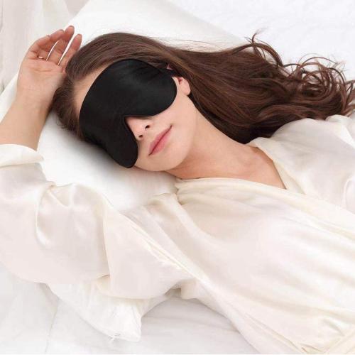 Alaska Bear Mulberry Silk Sleep Mask Cool Super Smooth Eye Cover Genuine Organic Silk for Sensitive Skin, Soft Filling, Lightweight Eye Shades for Sleeping (Original Black, Flat)