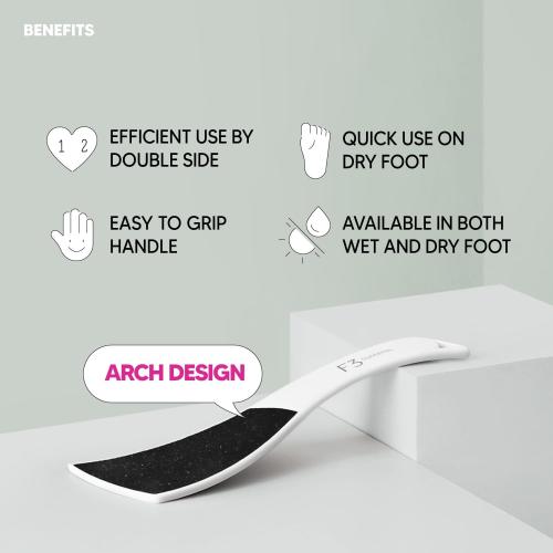 S-Line Emery Foot File, Colossal Double-Sided Pedicure Tool, Effective for Cracked Heel, Ergonomic Design for Easy Grip (White)