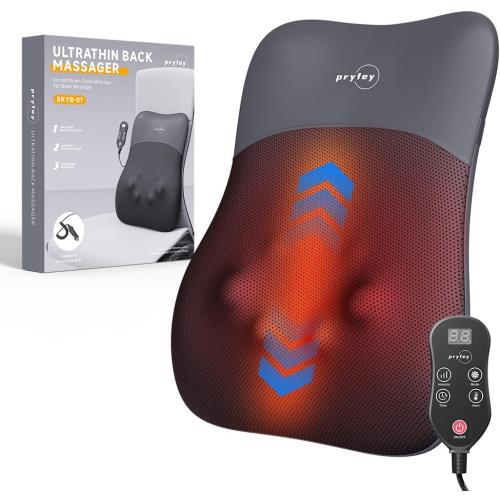 pryfey Back Massager, Rolling Up and Down Back Massager with Heat, Back Massage 4D Kneading for Pain Relief Deep Tissue, Ultrathin Shoulder Massager Mother's Day Gift for Women Men Parents