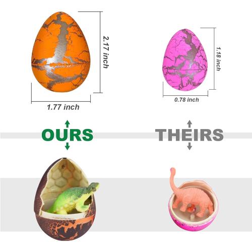 24pcs Large Size Dinosaur Egg Hatching Dino Egg Grow in Water Crack with Assorted Color Hatching Growing Dino Dragon Hunting Game Easter Basket Stuffers Birthday Easter Gifts Party Favors for Children