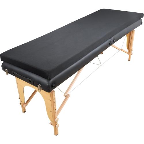 Lash Bed Foam Topper for Massage Bed, 73x24x2 inch Black Memory Foam Removable Cover Massage Mattress, Non-Slip Elastic Bands