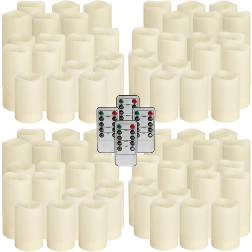Set of 72 Flameless Led Battery Opeated (D2.2'' x H4''5''6'') Waterproof Outdoor Indoor Candles with 10-Key Remotes and Cycling 24 Hours Timer