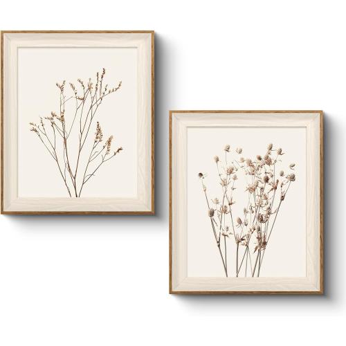 VIYYIEA Framed Wall Art Set Dried Botanical Canvas Prints Wall Decor Bathroom Art Aesthetic Modern Wall Pictures Minimalist Floral Home Decor for Living Room Bedroom Office 10x12 Inch