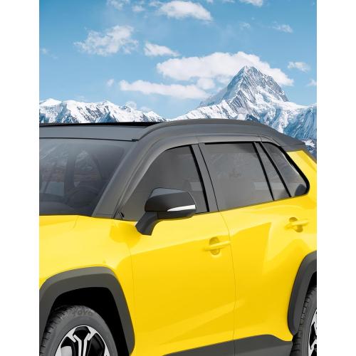 Black Tape-On Window Rain Guards Fit for Toyota RAV4 2019-2025 Extra Durable Window Deflectors Vent Visors Shades Exterior Car Accessories Visors Rain Guards - 6 pcs