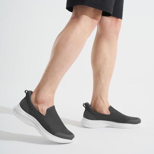 Heez ...Size 11.5.Mens Slip On Walking Shoes with Arch Support, Lightweight No Lace Sneakers,Non Slip Breathable Tennis Shoes,Casual Travel Gym Work Shoes Grey,