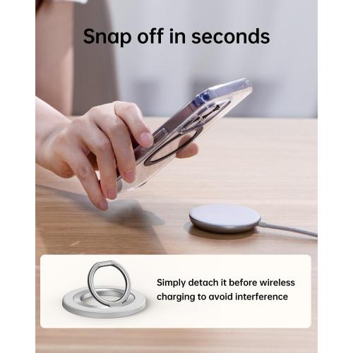 SYNCWIRE Magnetic Phone Ring Holder for MagSafe, 360° Rotation Cell Phone Grip Stand Finger Ring Kickstand Two-Sided Magnet Compatible with iPhone 17 Pro Max 16 15 14 13 12 MagSafe Accessories