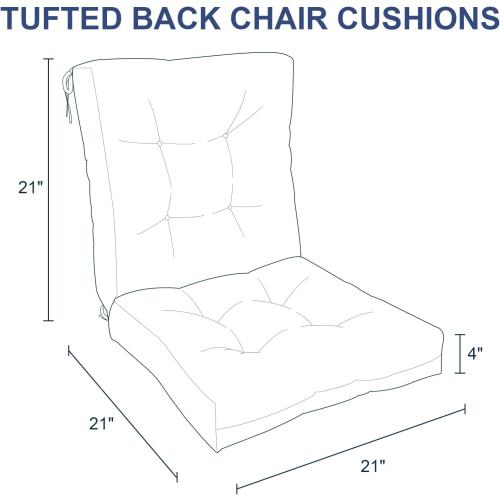Outdoor Chair Cushions, Tufted Back Patio Furniture Cushions Set of 2, Water Repellent Wicker High Back Chair Cushion for Home Garden Lounge Deep Chairs, 42x21x4 Inch, Cabana Navy