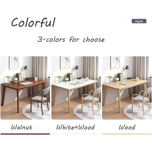 IOTXY Simple Wooden Writing Desk - Modern Minimalist Style PC Laptop Computer Workbench with Solid Wood Legs, 47 W Home Office Work Table for TV Stand Music Video Live Broadcast Workstation, Oak