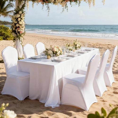 100 Pcs White Washable Removable Universal for Wedding Party Dining Banquet Polyester Spandex Stretch Slipcovers Chair Covers