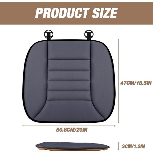 Car Seat Cushion Pad 1.2 Thick Comfort Seat Protector for Car Driver Seat Office Chair Home Use Memory Foam Seat Cushion with Non Slip Bottom,  Dark Gray