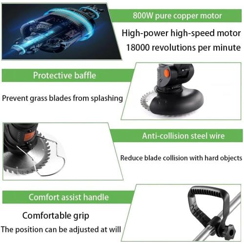 Black and Orange Electric Weed Wacker 21V Electric Weed Cordless Eater with 2pcs Batteries and 3 Types Blades&Auxiliary Wheel Weed Trimmer Lightweight 3 in 1 Stringless Grass Trimmer Edger/Brush Cutter for Lawn