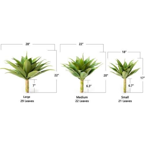 Velener Artificial Agave Plant Set, 28 Inch, Faux Aesthetic Plants for Home Decor, Realistic UV Resistant Fake Agave Plants Without Pot, Set of 2