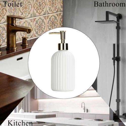Soap Dispenser 14Oz White Glass Hand Soap Dispenser for Kitchen Countertop