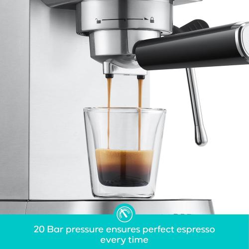 CASABREWS CM5418 Espresso Machine 20 Bar, Compact Espresso Maker with Steam Milk Frother, Stainless Steel Coffee Machine with 34oz Removable Water Tank for Cappuccino, Latte, Silver