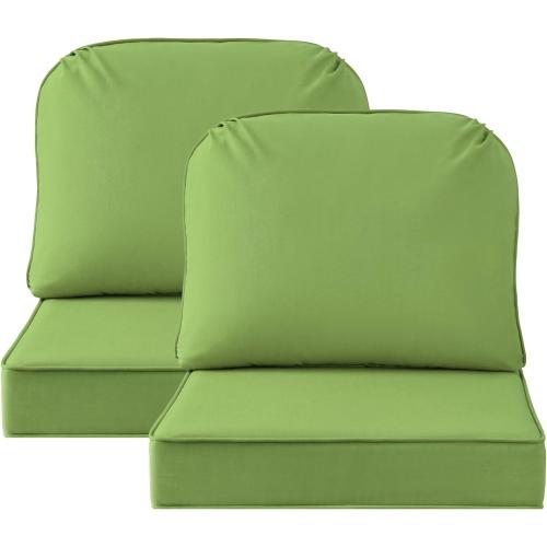 Outdoor Sunbrella Cushions for Patio Furniture Set of 2, 24x24 Water Repellent Chair Cushions Removable Seat Bottom & Back Cushion Covers for Chair, Sofa, Couch, Canvas Ginkgo