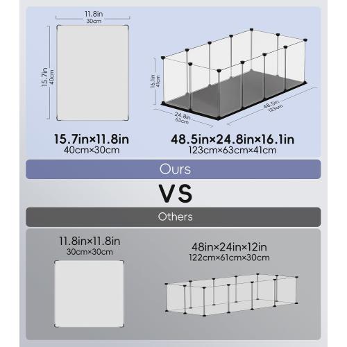 Small Animal Playpen, Guinea Pig Cages with Waterproof Mat, 12 Panels Pet Playpen for Hamsters, Hedgehog, Indoor Outdoor Plastic Fence, 48.5 x 24.8 x 16.1 inches