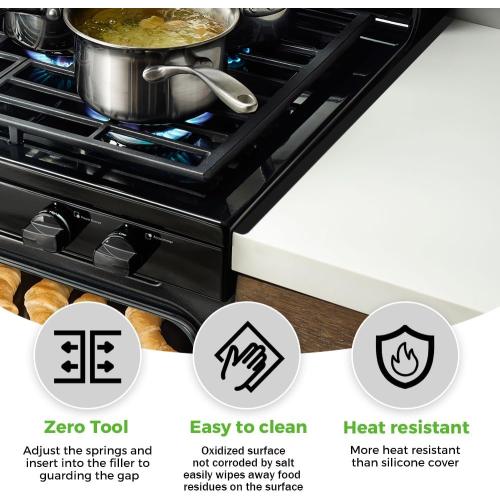 Stove Gap Covers,Stove Gap Filler, Range Trim Kit, Stove Gap Guards, Heat Resistant and Easy to Clean （Aluminum Black 23.4 in.）