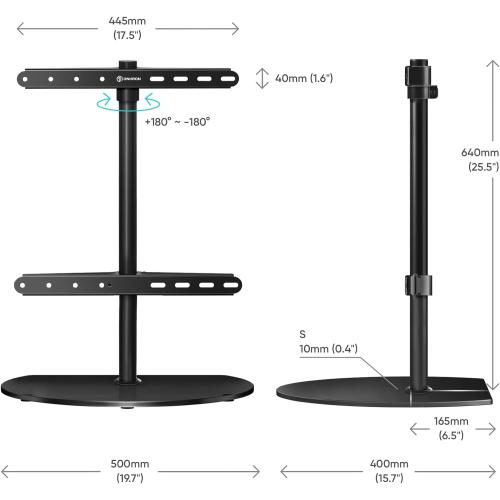 ONKRON Universal TV Stand for 32-65 Inch Screen up to 77 lbs, Height Adjustable, Swivel TV Stand Pedestal, VESA 100x100-400x400, Table Top TV Mount Stand with Tempered Glass Base Black