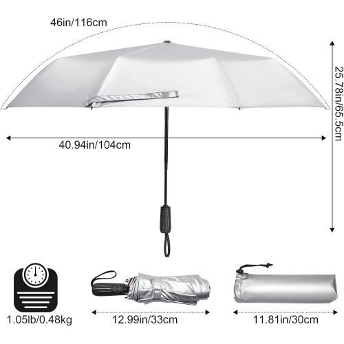 G4Free UPF 50  UV Protection Large Travel Umbrella 46 Inch Double Layer Auto Open Close Windproof Sun Blocking Umbrella