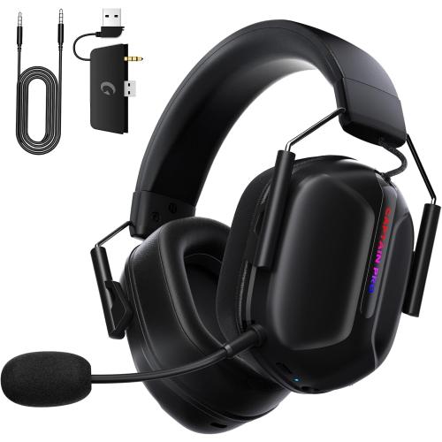 Black RYR Wireless Gaming Headset for Xbox Series X|S, Xbox One, PC, PS4/5, Mac, Switch, Mobile, 3D Surround Sound, Bluetooth 5.3, 60H Battery, Gaming Headphones with Detachable Noise Canceling Mic-Black