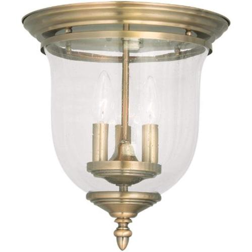Livex Lighting 5024-01 Legacy 3-Light Ceiling Mount, Antique Brass