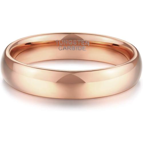TRUMIUM 2mm 4mm 6mm 8mm Tungsten Wedding Band Ring for Men Women Silver/Rose Gold Plated/Rainbow/Gold Plated Domed High Polish Engagement Promise Rings Comfort Fit 4-15