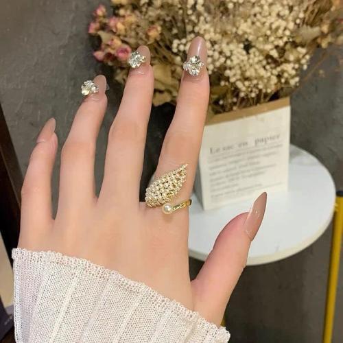 CSIYANJRY99 Vintage Pearl Ring Stacking Promise Pearl Rings Adjustable Open Finger Ring Trendy Personality Statement Jewelry for Women