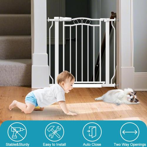 Extra Wide Baby Gate for Doorways 53.1-62.6, Pressure Mounted Dog Gates With Door, Child Safety Barrier Walk Thru Indoor, Large Babygate Long for Kids Toddler Pet Outside, 30 In Tall White