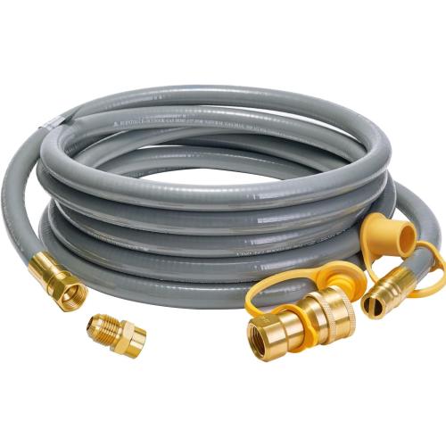 15 Feet 1/2 inch ID Natural Gas Grill Hose with Quick Connect Fittings, Natural Gas Line for Grill, Pizza Oven, Heater and More Low Pressure Appliance