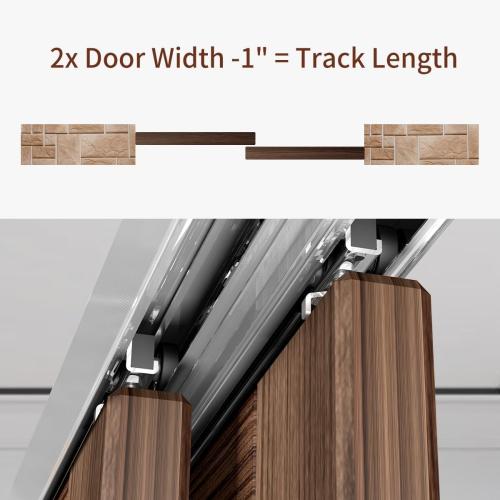 Heavy Duty Bypass Sliding Closet Door Track Hardware 60, 5FT Aluminium Pocket Door Track Rail Set, Smoothly and Quietly, for 2 Door System
