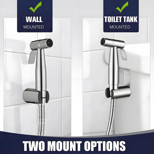 New Version Handheld Bidet Sprayer for Toilet, Premium Stainless Steel Bathroom Bidet Sprayer Set, Baby Cloth Diaper Sprayer with Superior Complete Spray Hoses Kit, Support Wall or Toilet Mount
