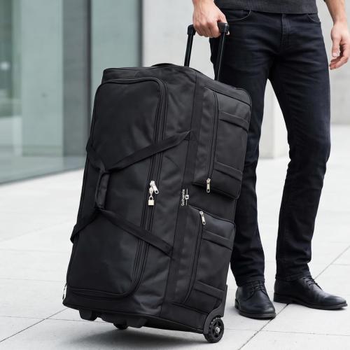 Gothamite 36-inch Rolling Duffle Bag with Wheels, Luggage Bag, Hockey Bag, XL Duffle Bag With Rollers, Heavy Duty Oversized Bag (Black)